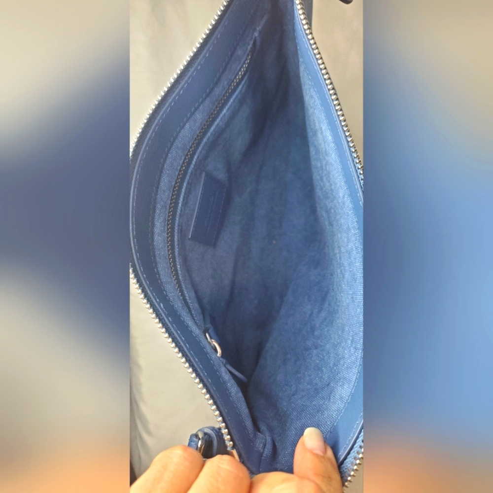 PINKO - "Parigi" Medium Size Denim Blue Canvas And Leather Wristlet/Clutch - Picture 3 of 12